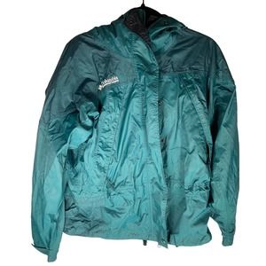 Vintage Columbia Womens SZ M Omni Tech Waterproof Rain Jacket Hooded Packable